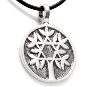 Pewter Tree of Life with Star of David Pendant on Leather Necklace