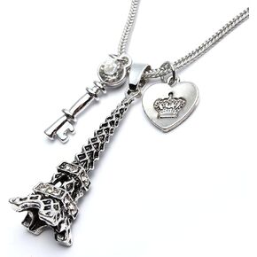أزواج برج ايفل قلادة للنساء الرجال القلب مفتاح قلادة فضية أسود / البلاتين مطلي مجوهرات سلسلة طويلة in Kuwait