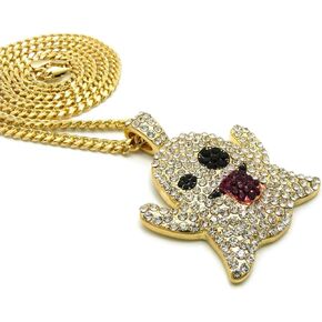 ICED Hip HOP Emoji Ghost Pendant & 24" 4mm Cuban Chain Necklace