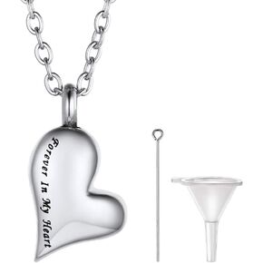PROSTEEL Always in My Heart, Perfume Locket, Hair Locket, Ashes Urn Necklace, Memorial Keepsake Jewelry (with Fill Kit)