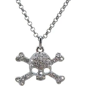BENBIYO Skull Necklace Orb Saturn NANA Gothic Silver Rhinestone Crossbones Pendant Necklace for Women Girls
