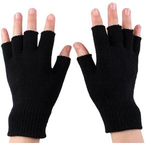 VASANA Unisex Half Finger Gloves Black Stretchy Half Finger Fingerless Gloves Cycling Hiking Climbing Outdoor Sports Gloves for Women Men Winter Cold Weather