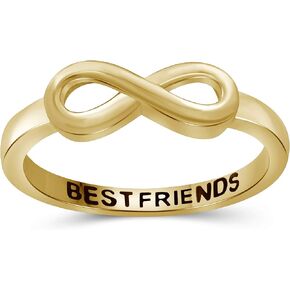 JEWELEXCESS Sterling Silver & 14K Gold over Silver Infinity Friendship Ring for Women | Personalized Sisters, Best Friends, Engagement, Wedding, Promise Eternity Knot Symbol Band