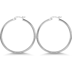 1 pair 925 Sterling Silver Large Hoop Earrings Circle Big Hoops Earring for Women Girls sterling silver hoops earrings of 30/40/50/60mm