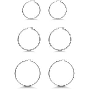 1 pair 925 Sterling Silver Large Hoop Earrings Circle Big Hoops Earring for Women Girls sterling silver hoops earrings of 30/40/50/60mm