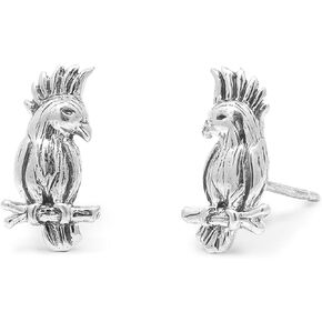 Boma Jewelry Sterling Silver Cockatiel Bird Stud Earrings