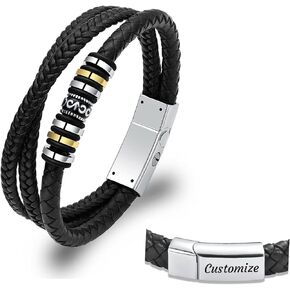 constantlife Cremation Bracelet for Ashes for Men Handmade Braided Leather Wristband Memorial Bangle Stainless Steel Bracelets Urn Jewelry Keepsake Gift