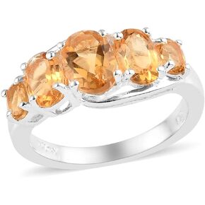 Shop LC Yellow Citrine Ring 5 Stone Ring 925 Sterling Silver Healing Birthstone Rings Ct 1.5 Birthday Gifts for Women