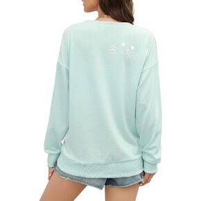 Cat Mom Sweatshirts Women Long Sleeve Shirt Funny Mama Letter Print Pullover Blouse