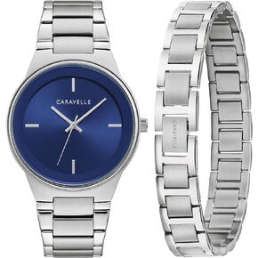 Caravelle by Bulova Men's Modern Stainless Steel 3-Hand Quartz Watch and Bracelet Box Set, 40mm Style: 43K101