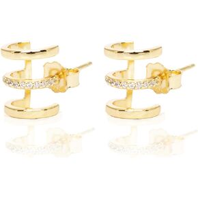 Small studs - gold plated or silver - earrings with zircons Mar Manuel Jewelry 1 pair