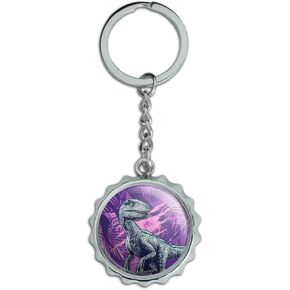 Jurassic World Raptor Keychain Chrome Plated Metal Pop Cap Bottle Opener