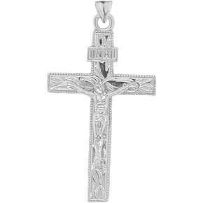 Religious Jewelry by FDJ Fine Sterling Silver Small Jesus Christ INRI Crucifix Cross Pendant
