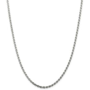 NYC Sterling Unisex Sterling Silver 3MM Diamond-Cut Rope Chain Necklace