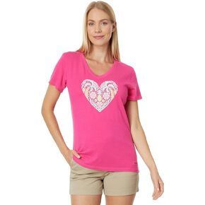 Life is Good Beach Design Heart Short Sleeve Crusher™ Vee