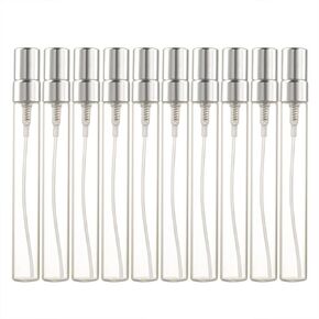 Enslz 10ml 10pcs Glass Spray Bottle Refillable Perfume Atomizer Mini Sample Test Bottle Thin Glass Vials (Gold)