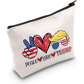 LEVLO Funny Trump Cosmetic Bag Trump 2024 Back Gift Peace Love Trump Makeup Zipper Pouch Bag (Peace Love Trump)