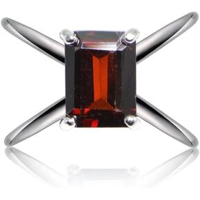 Ice Gems Sterling Silver African Garnet Octagon-Cut Criss Cross Ring