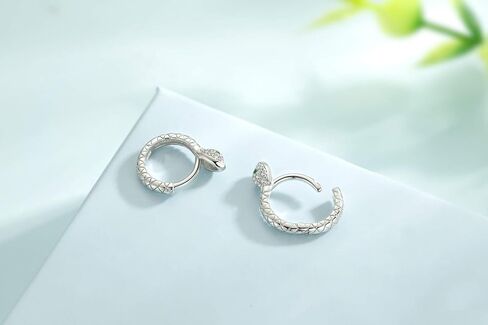 Presentski Snake Hoop Earrings for Women Tiny Huggie Earrings Gold Plated Snake Sterling Silver Hoop Earrings for Girls in Saudi Arabia
