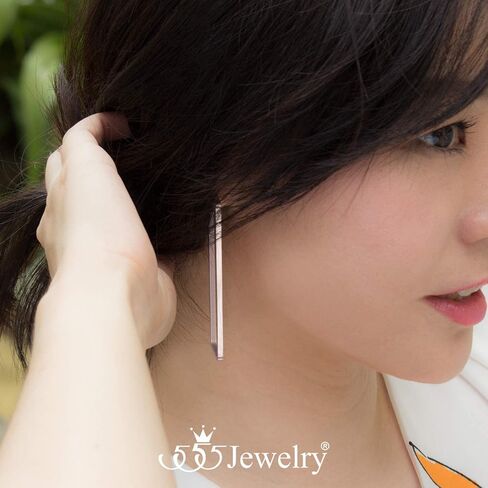 555Jewelry الفولاذ المقاوم للصدأ أقراط هندسية كبيرة مستطيلة الشكل للنساء in Saudi Arabia