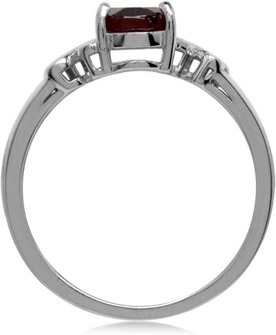 Silvershake Birthstone Gemstone White Gold Plated 925 Sterling Silver Victorian Style Solitaire Promise or Engagement Ring Jewelry for Women in Kuwait