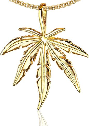 Xusamss Punk Rock Stainless Steel Leaf Pendant Charm Necklace,22inches Box Chain in Saudi Arabia