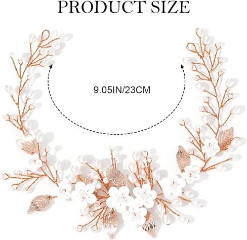 Unicra Silver Bride Wedding Hair Vine Flower Bridal Hair Piece Pearl Hair Accessories Leaf Headpieces Jewelry for Women and Girls (12.5 Inches) (Silver) in Saudi Arabia