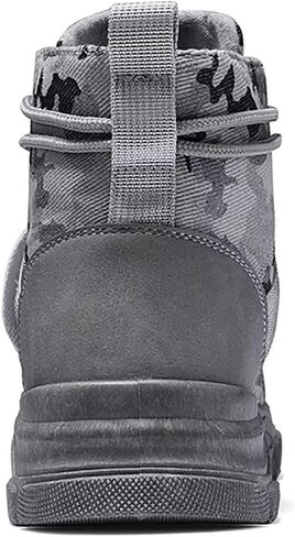 Men's Fashion Boots Mid Top Hiking Shoes for Men Canvas Combat Boots Tactical Shoes for Casual Work Outdoor Camouflage Grey Size 8.5 in Kuwait