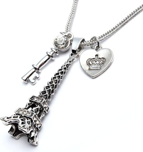 أزواج برج ايفل قلادة للنساء الرجال القلب مفتاح قلادة فضية أسود / البلاتين مطلي مجوهرات سلسلة طويلة in Kuwait