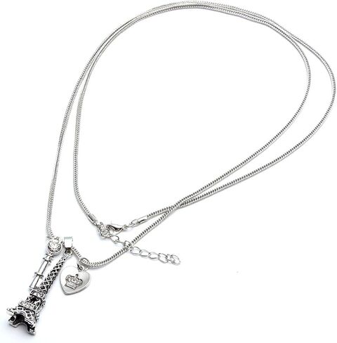أزواج برج ايفل قلادة للنساء الرجال القلب مفتاح قلادة فضية أسود / البلاتين مطلي مجوهرات سلسلة طويلة in Kuwait