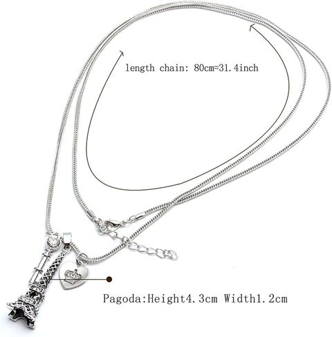 أزواج برج ايفل قلادة للنساء الرجال القلب مفتاح قلادة فضية أسود / البلاتين مطلي مجوهرات سلسلة طويلة in Kuwait