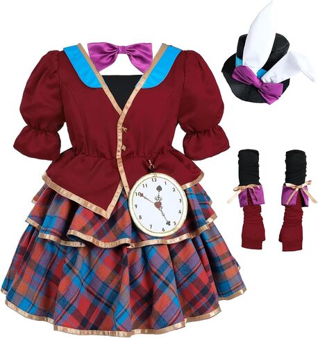 LTAKK Mad Hatter Costume Girls Halloween Kids Mad Hatter Cosplay Full Set for Girl in Saudi Arabia