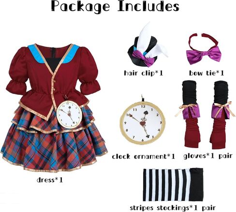 LTAKK Mad Hatter Costume Girls Halloween Kids Mad Hatter Cosplay Full Set for Girl in Saudi Arabia