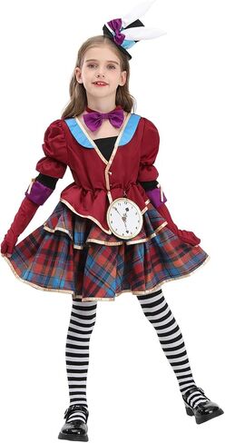 LTAKK Mad Hatter Costume Girls Halloween Kids Mad Hatter Cosplay Full Set for Girl in Saudi Arabia