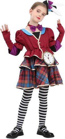 LTAKK Mad Hatter Costume Girls Halloween Kids Mad Hatter Cosplay Full Set for Girl in Saudi Arabia