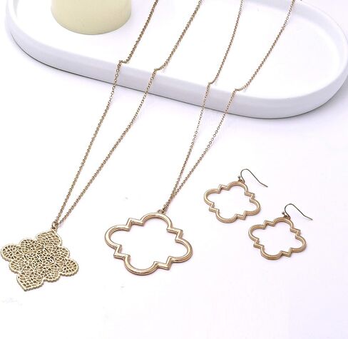 POMINA Gold Geometric Floral Filigree Pendent Long Necklace Simple Casual Fashion Sweater Long Gold Chain Necklace for women in Saudi Arabia
