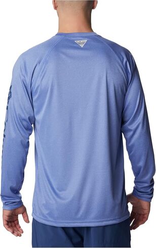 Columbia Men's Standard Terminal Tackle Long Sleeve Shirt, Violet Sea Heather/Carbon Logo, X-Large in Saudi Arabia