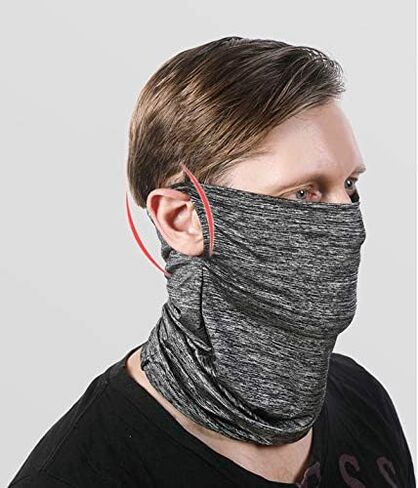 Hooshion 2 Pack Face Mask Bandanas for Men Women with PM2.5 Filter Ear Loop Neck Gaiter Headwear Face Cover Ice Silk Tube UV Dust Protection Headband for Sports, Outdoors in Saudi Arabia