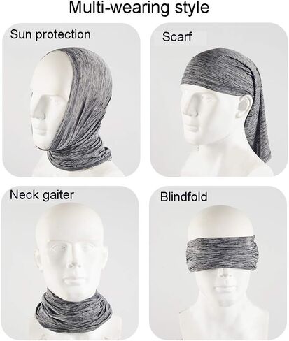 Hooshion 2 Pack Face Mask Bandanas for Men Women with PM2.5 Filter Ear Loop Neck Gaiter Headwear Face Cover Ice Silk Tube UV Dust Protection Headband for Sports, Outdoors in Saudi Arabia