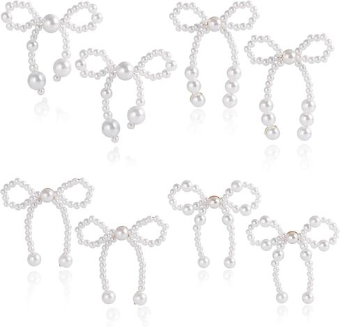 القوس أقراط اللؤلؤ أقراط للنساء اللؤلؤ القوس أقراط اللؤلؤ انخفاض الأقراط القوس أقراط القوس مجوهرات السائبة 4 أزواج in Kuwait