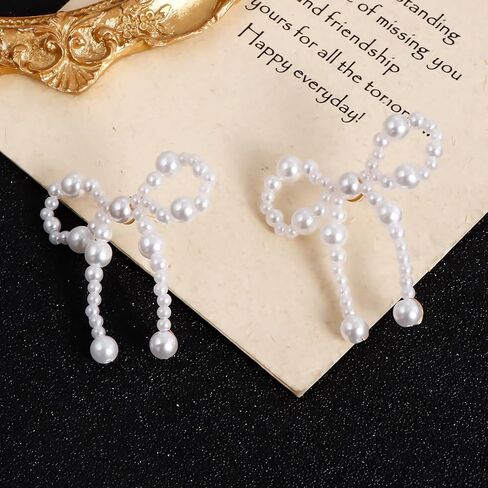 القوس أقراط اللؤلؤ أقراط للنساء اللؤلؤ القوس أقراط اللؤلؤ انخفاض الأقراط القوس أقراط القوس مجوهرات السائبة 4 أزواج in Kuwait