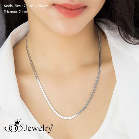 555Jewelry الفولاذ المقاوم للصدأ شقة متعرجة ثعبان سلسلة قلادة للرجال والنساء in Saudi Arabia