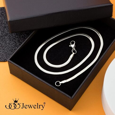 555Jewelry الفولاذ المقاوم للصدأ شقة متعرجة ثعبان سلسلة قلادة للرجال والنساء in Saudi Arabia