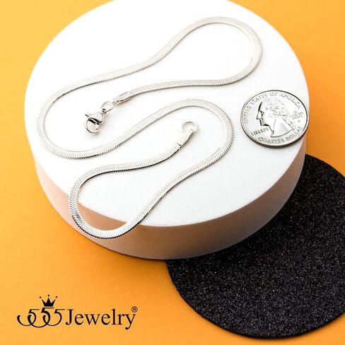 555Jewelry الفولاذ المقاوم للصدأ شقة متعرجة ثعبان سلسلة قلادة للرجال والنساء in Saudi Arabia