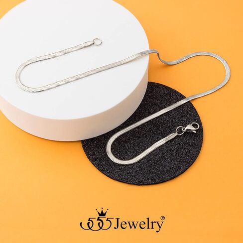 555Jewelry الفولاذ المقاوم للصدأ شقة متعرجة ثعبان سلسلة قلادة للرجال والنساء in Saudi Arabia