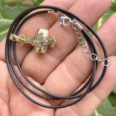 Daikokuten Daikoku God of Wealth Magic Money Hammer Japanese Shinto Buddhism Lucky Good Luck Charm Protection Amulet Safe Travel Talisman Gold Plated Pewter Men's Pendant Necklace w Black Leather Cord in Saudi Arabia