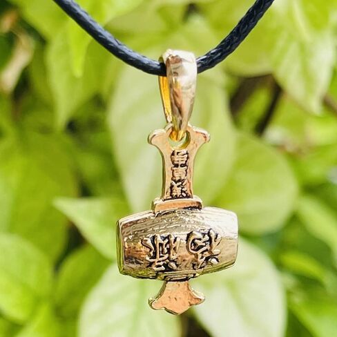 Daikokuten Daikoku God of Wealth Magic Money Hammer Japanese Shinto Buddhism Lucky Good Luck Charm Protection Amulet Safe Travel Talisman Gold Plated Pewter Men's Pendant Necklace w Black Leather Cord in Saudi Arabia