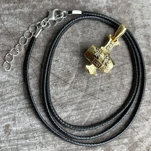 Daikokuten Daikoku God of Wealth Magic Money Hammer Japanese Shinto Buddhism Lucky Good Luck Charm Protection Amulet Safe Travel Talisman Gold Plated Pewter Men's Pendant Necklace w Black Leather Cord in Saudi Arabia