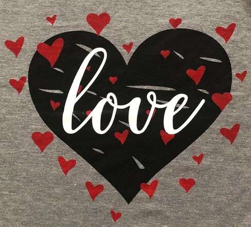 عيد الحب الحب قميص بلايز المرأة مضحك منقوشة الحب القلب تي شيرتات ورق الرسم البياني رسالة طباعة كم طويل بلايز قمصان in Kuwait