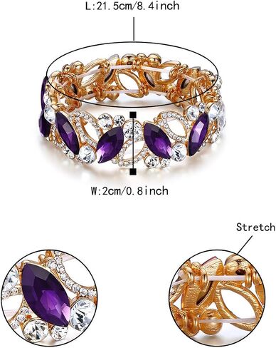 Flyonce الزفاف الزفاف Marquised حجر الراين كريستال مطاطا تمتد أساور للنساء الفتيات in Kuwait